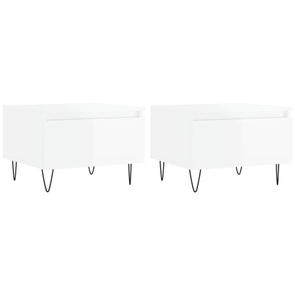 vidaXL Tables basses 2 pcs Blanc brillant 50x46x35 cm Aggloméré