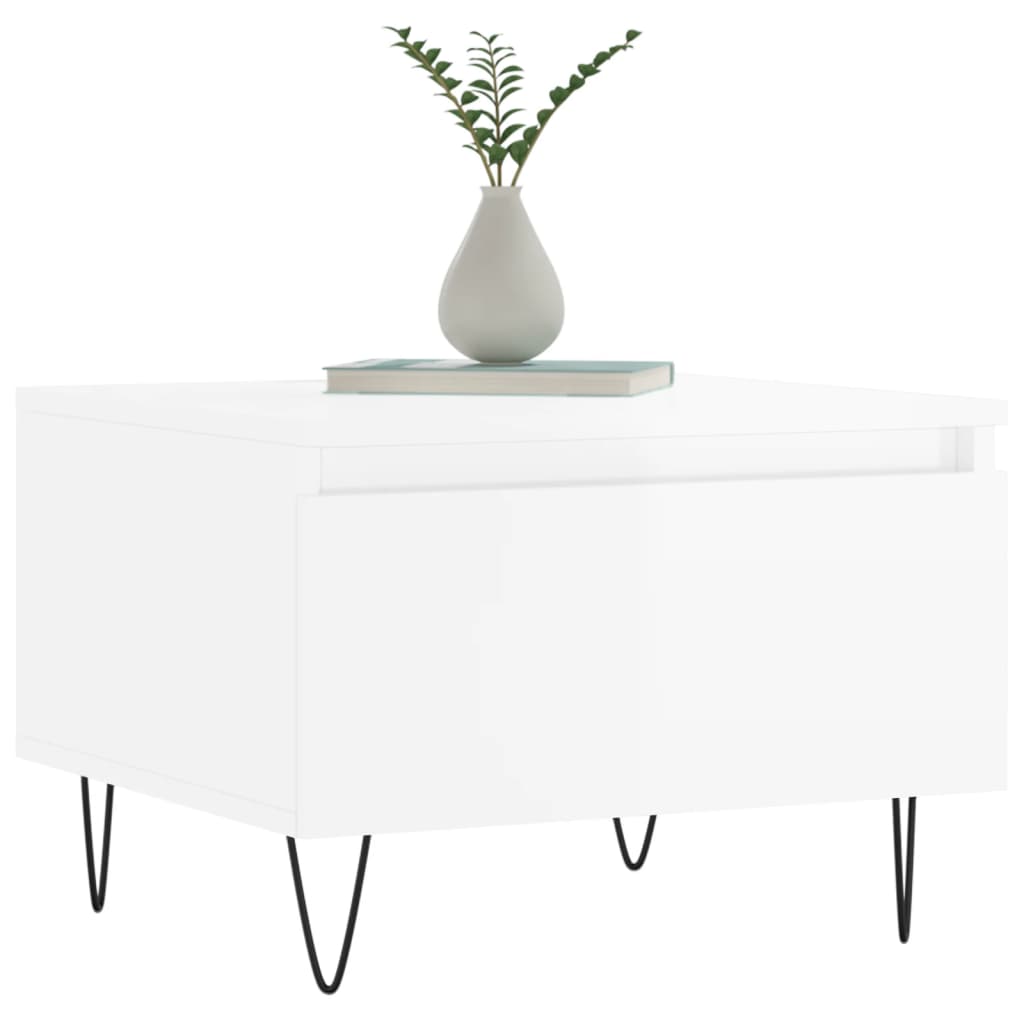 vidaXL Tables basses 2 pcs Blanc brillant 50x46x35 cm Aggloméré