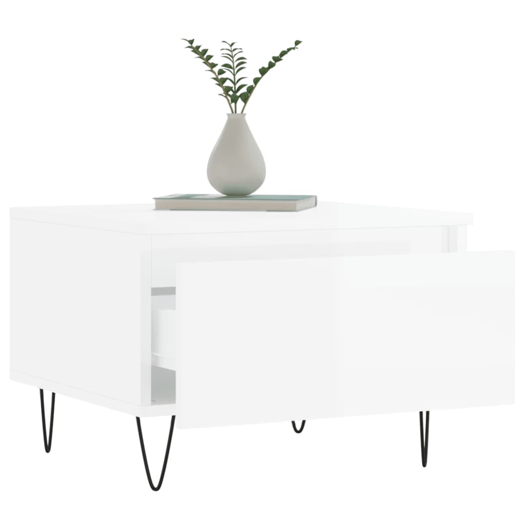 vidaXL Tables basses 2 pcs Blanc brillant 50x46x35 cm Aggloméré