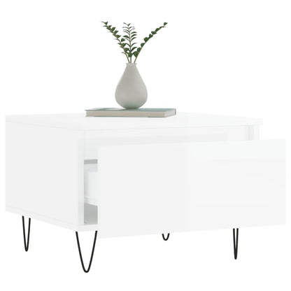 vidaXL Tables basses 2 pcs Blanc brillant 50x46x35 cm Aggloméré
