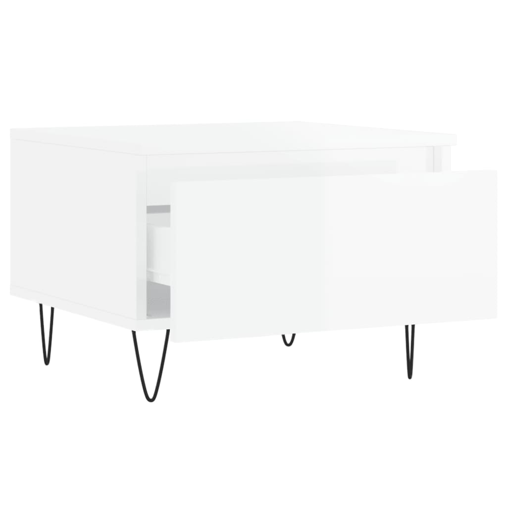 vidaXL Tables basses 2 pcs Blanc brillant 50x46x35 cm Aggloméré