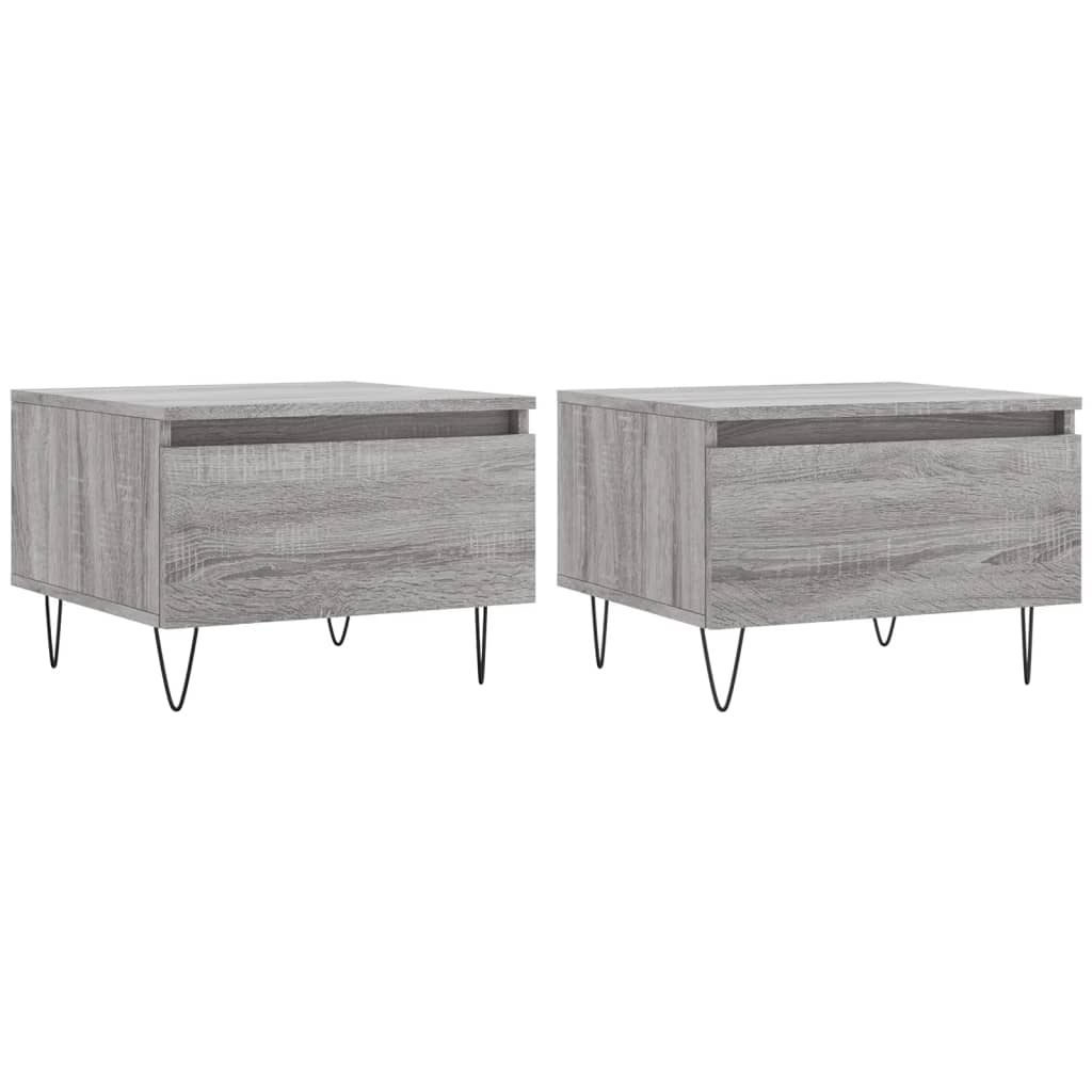 vidaXL Tables basses 2 pcs Gris Sonoma 50x46x35 cm Bois d'ingénierie