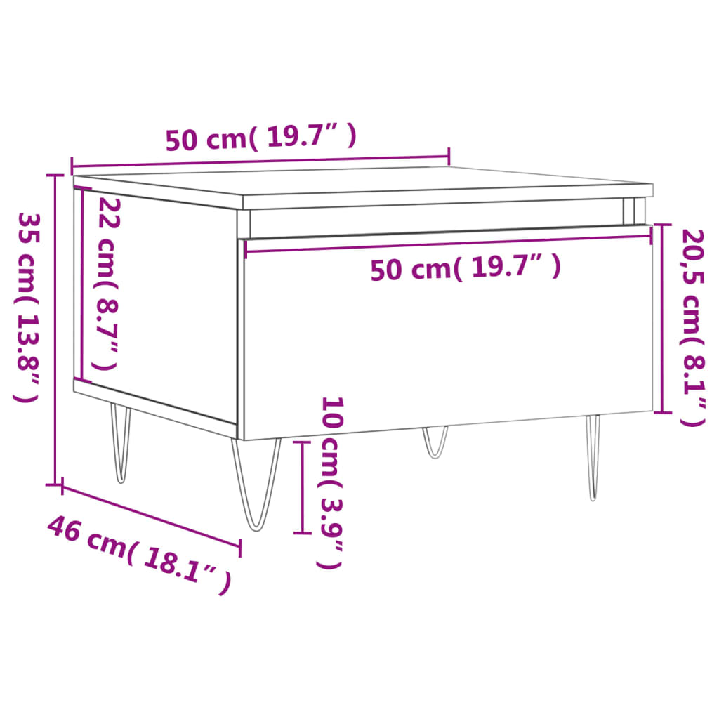 vidaXL Tables basses 2 pcs Aspect chêne marron 50x46x35 cm Bois d'ingénierie