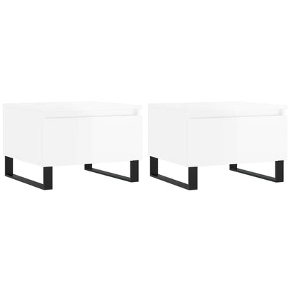 vidaXL Tables basses 2 pcs Blanc brillant 50x46x35 cm Aggloméré