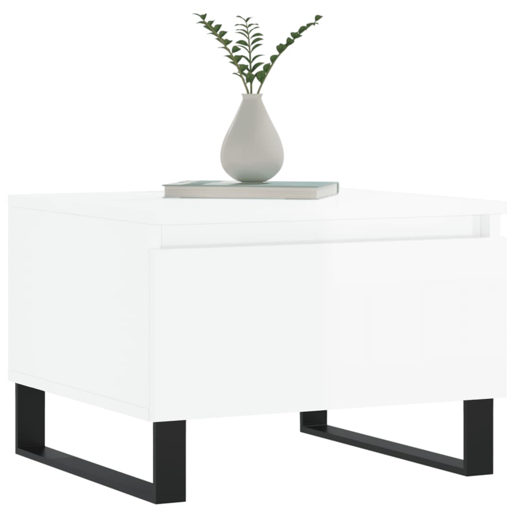 vidaXL Tables basses 2 pcs Blanc brillant 50x46x35 cm Aggloméré