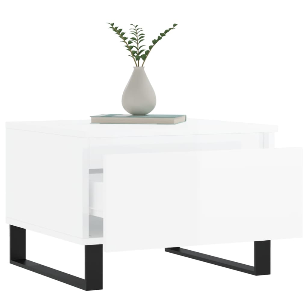 vidaXL Tables basses 2 pcs Blanc brillant 50x46x35 cm Aggloméré