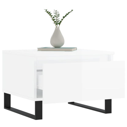 vidaXL Tables basses 2 pcs Blanc brillant 50x46x35 cm Aggloméré