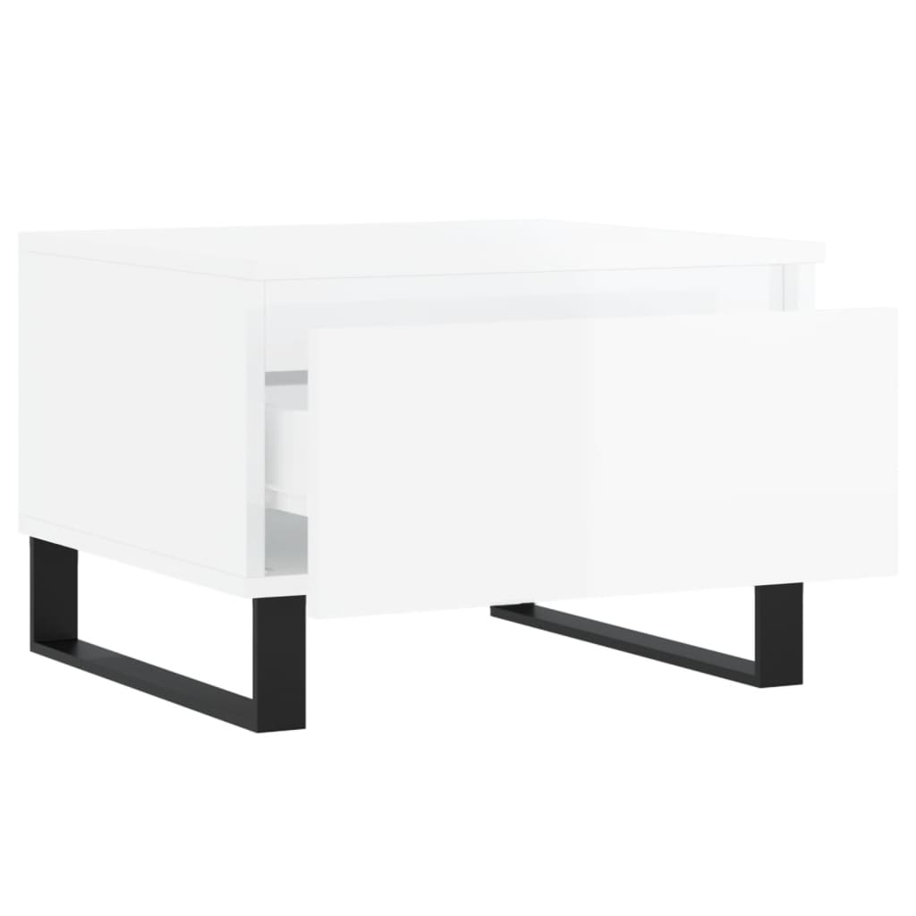 vidaXL Tables basses 2 pcs Blanc brillant 50x46x35 cm Aggloméré