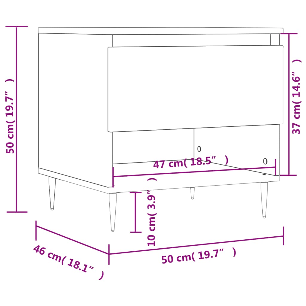 vidaXL Couchtische 2 Stk. Weiß 50x46x50 cm Holzwerkstoff