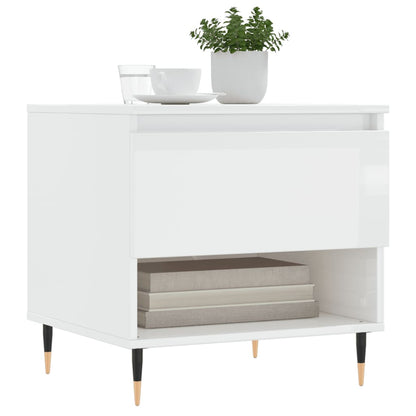 vidaXL Table basse blanc brillant 50x46x50 cm Aggloméré