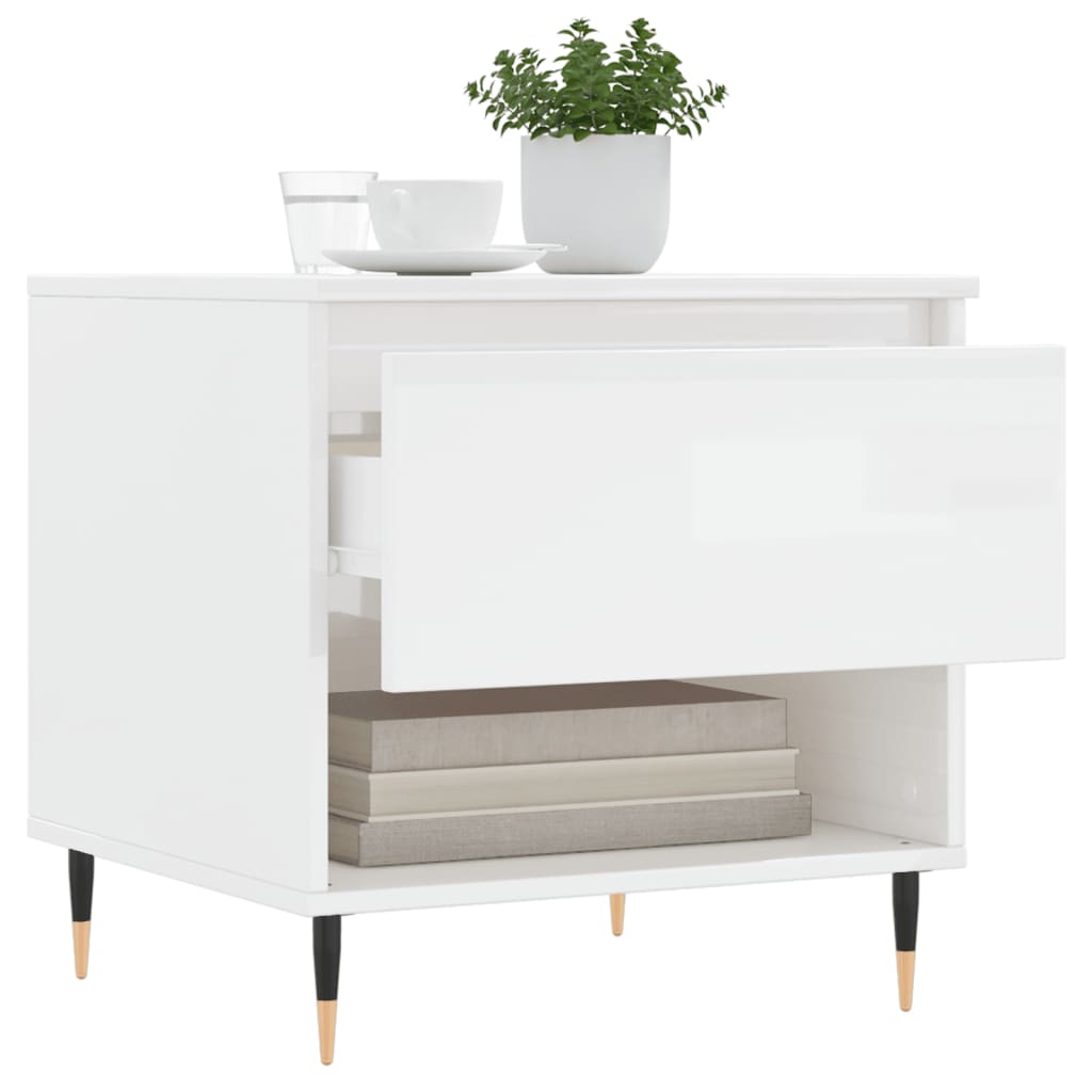 vidaXL Table basse blanc brillant 50x46x50 cm Aggloméré