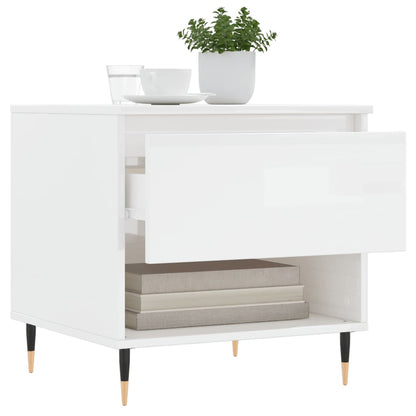 vidaXL Table basse blanc brillant 50x46x50 cm Aggloméré
