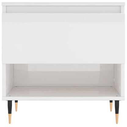 vidaXL Table basse blanc brillant 50x46x50 cm Aggloméré