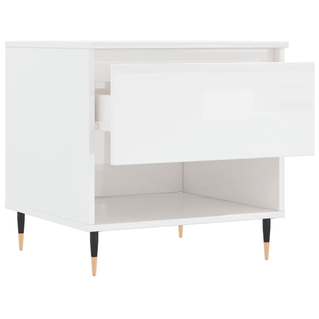vidaXL Table basse blanc brillant 50x46x50 cm Aggloméré