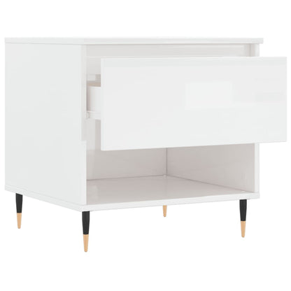 vidaXL Table basse blanc brillant 50x46x50 cm Aggloméré