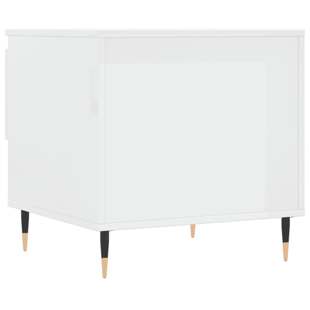 vidaXL Table basse blanc brillant 50x46x50 cm Aggloméré