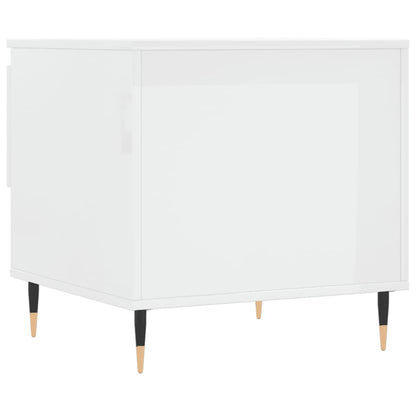 vidaXL Table basse blanc brillant 50x46x50 cm Aggloméré