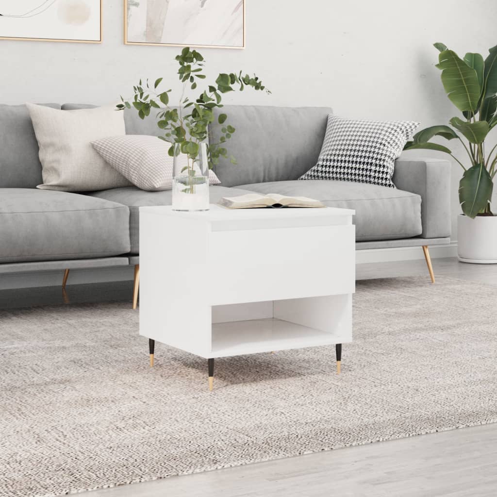 vidaXL Table basse blanc brillant 50x46x50 cm Aggloméré