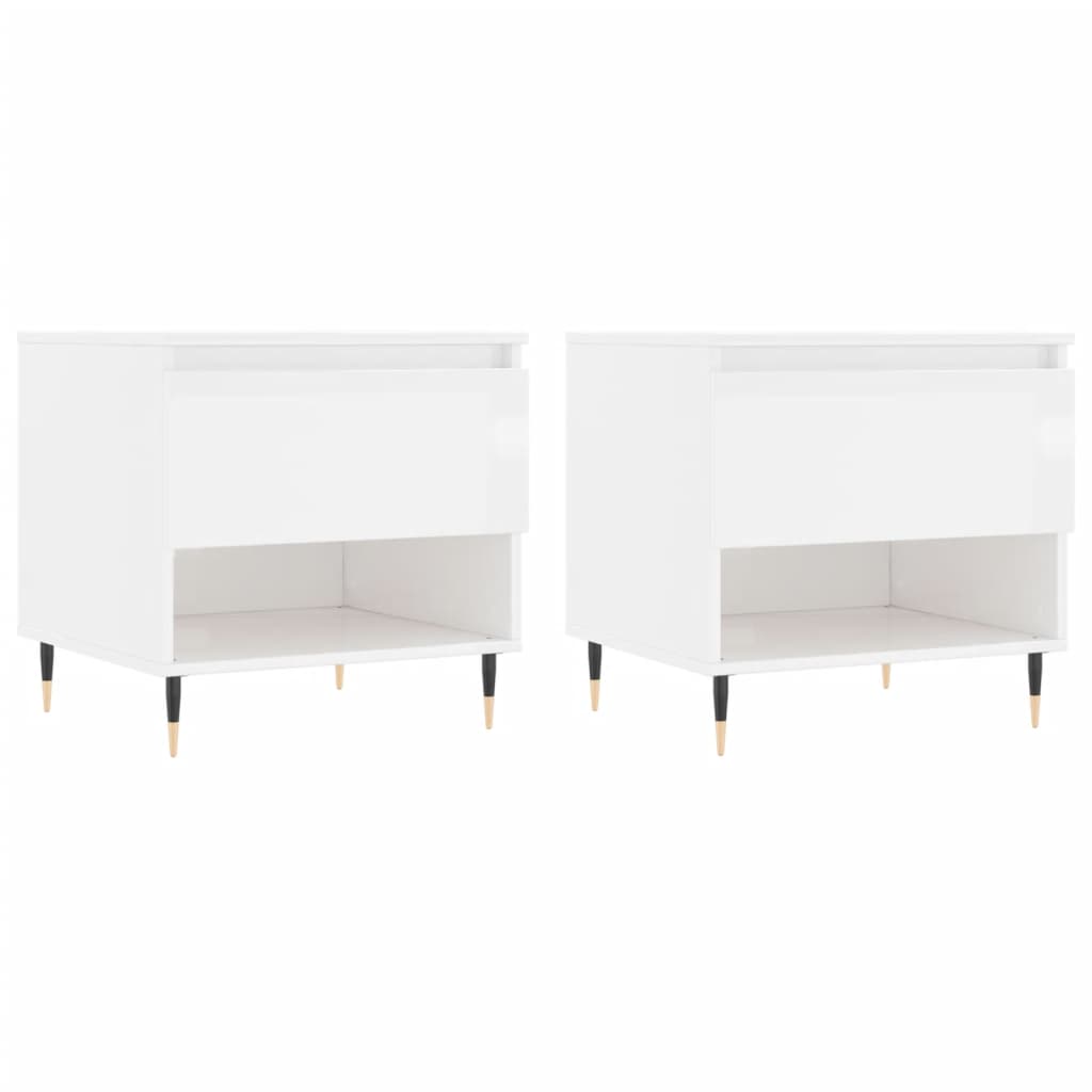 vidaXL Tables basses 2 pcs Blanc brillant 50x46x50 cm Bois d'ingénierie