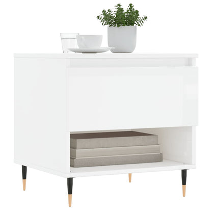 vidaXL Tables basses 2 pcs Blanc brillant 50x46x50 cm Bois d'ingénierie