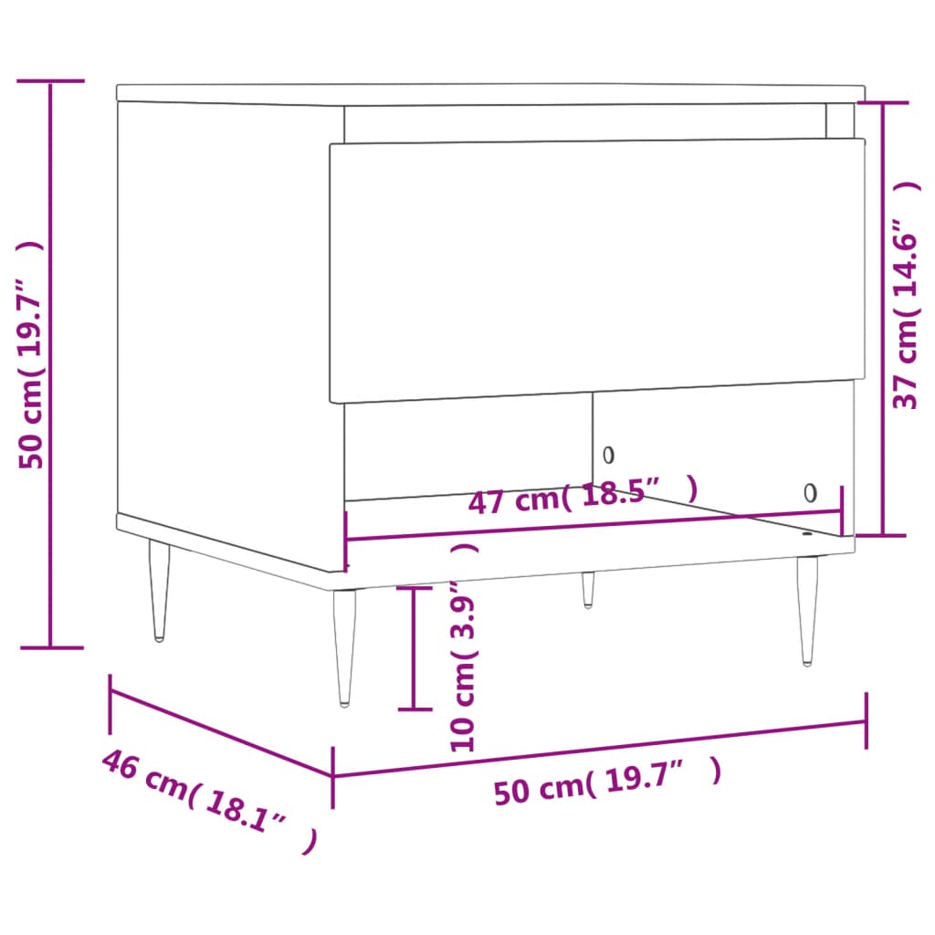 vidaXL Tables basses 2 pcs Blanc brillant 50x46x50 cm Bois d'ingénierie