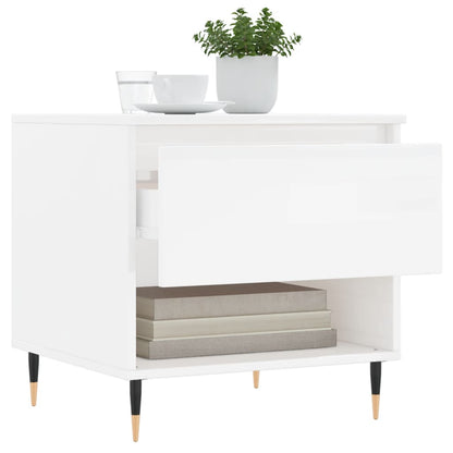 vidaXL Tables basses 2 pcs Blanc brillant 50x46x50 cm Bois d'ingénierie