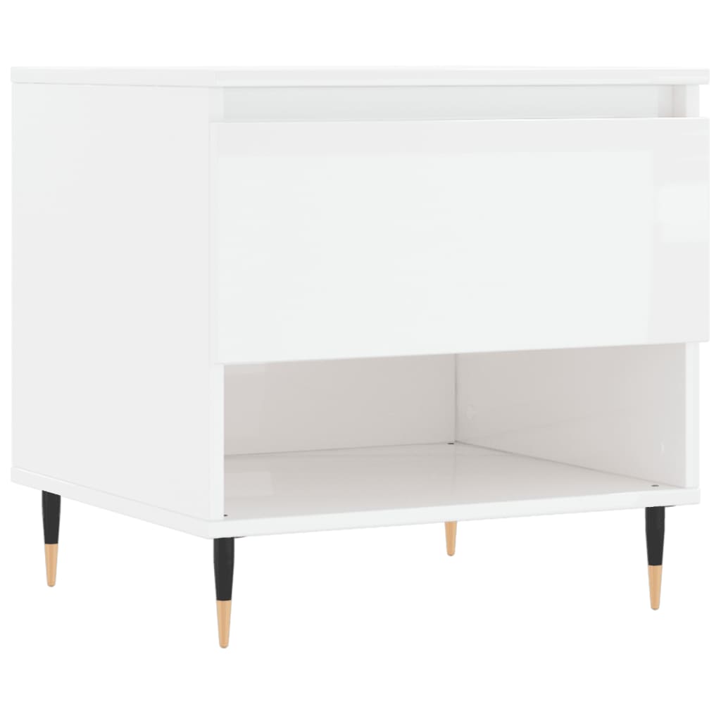 vidaXL Tables basses 2 pcs Blanc brillant 50x46x50 cm Bois d'ingénierie