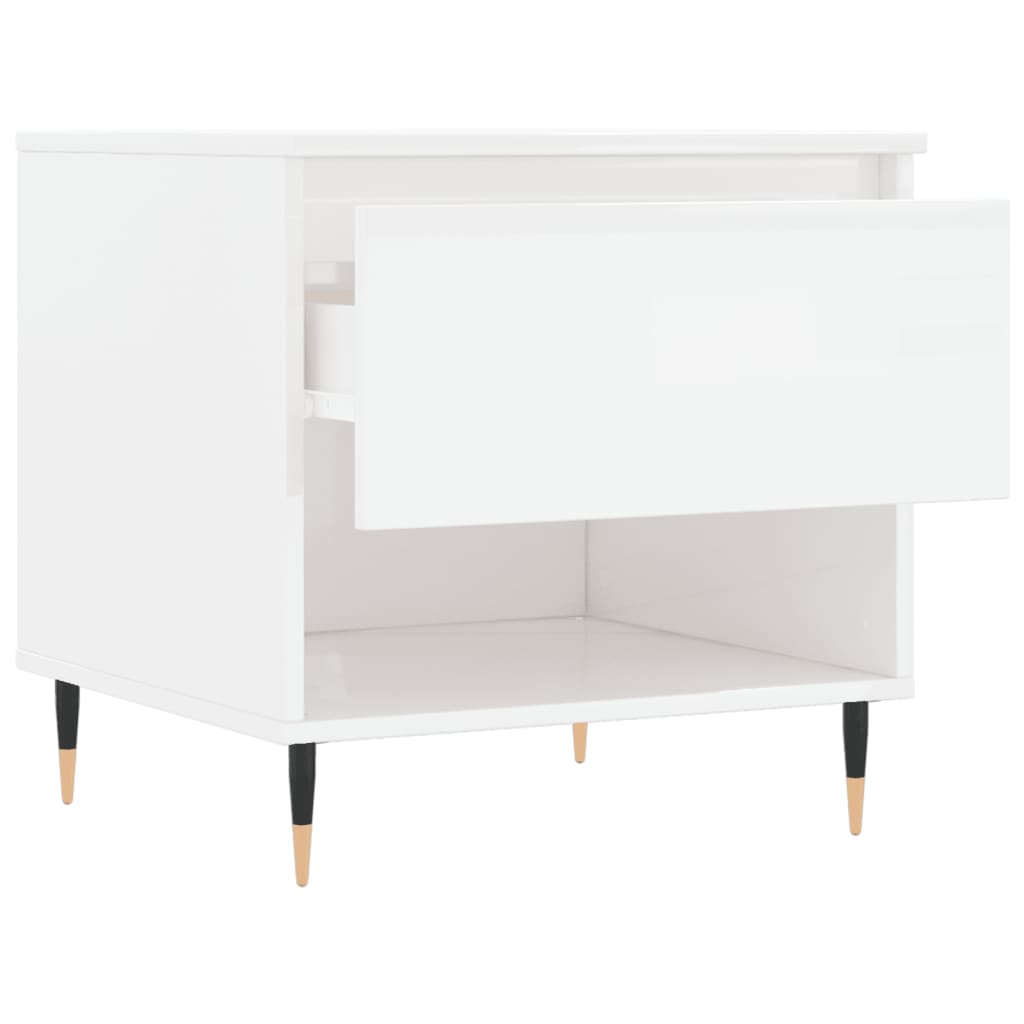 vidaXL Tables basses 2 pcs Blanc brillant 50x46x50 cm Bois d'ingénierie