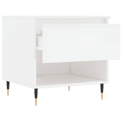 vidaXL Tables basses 2 pcs Blanc brillant 50x46x50 cm Bois d'ingénierie