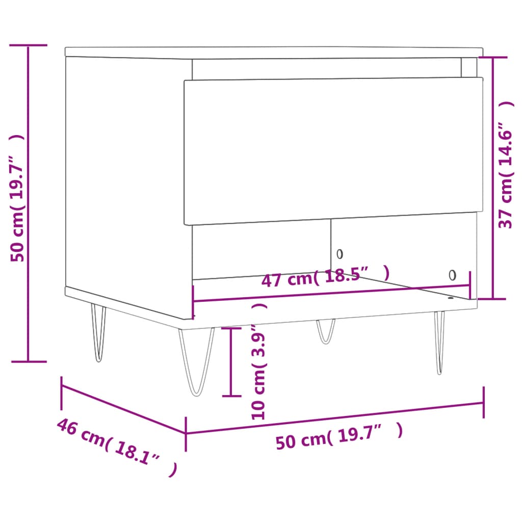 vidaXL Couchtisch Räuchereiche 50x46x50 cm Holzwerkstoff