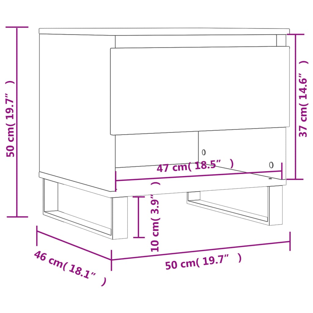 vidaXL Tables basses 2 pcs Noir 50x46x50 cm Bois d'ingénierie