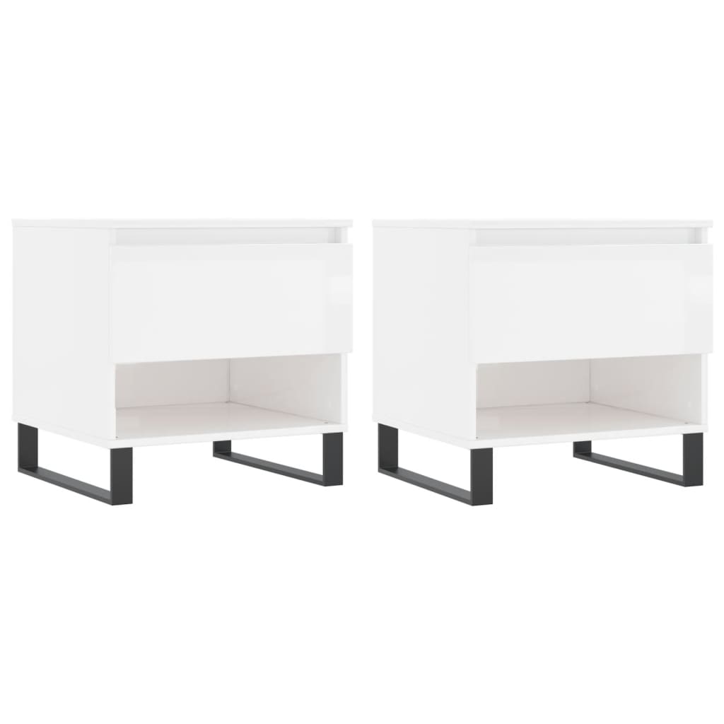 vidaXL Tables basses 2 pcs Blanc brillant 50x46x50 cm Bois d'ingénierie