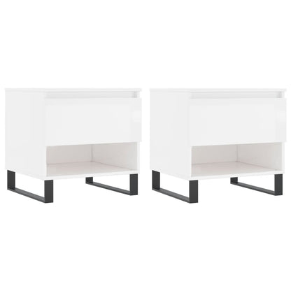 vidaXL Tables basses 2 pcs Blanc brillant 50x46x50 cm Bois d'ingénierie
