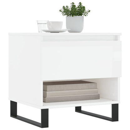 vidaXL Tables basses 2 pcs Blanc brillant 50x46x50 cm Bois d'ingénierie