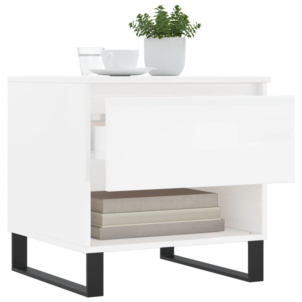 vidaXL Tables basses 2 pcs Blanc brillant 50x46x50 cm Bois d'ingénierie