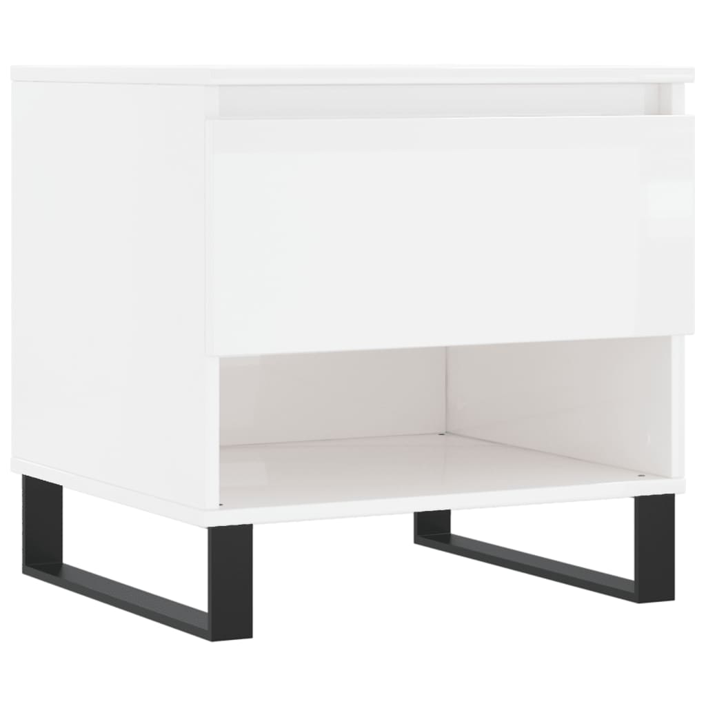 vidaXL Tables basses 2 pcs Blanc brillant 50x46x50 cm Bois d'ingénierie