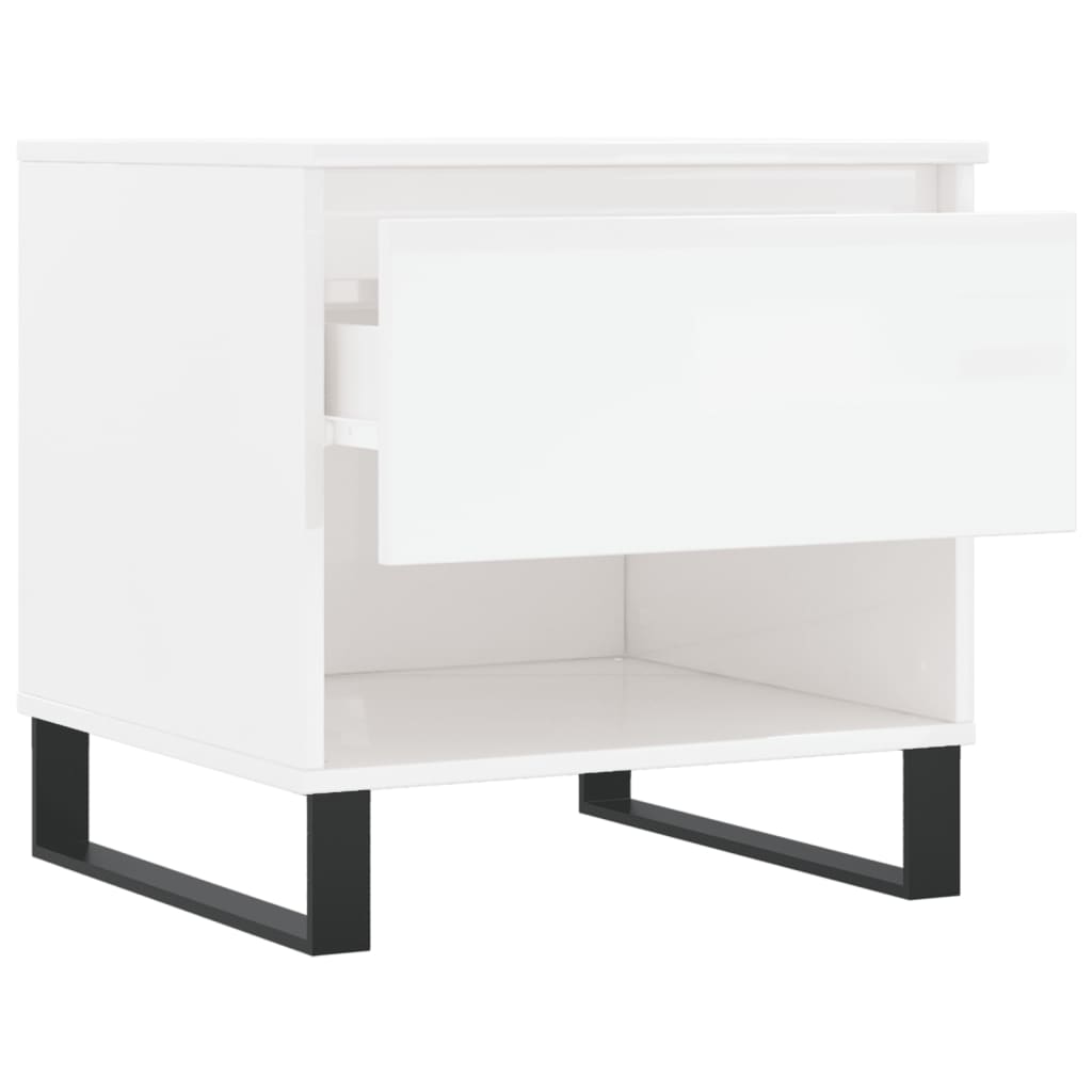 vidaXL Tables basses 2 pcs Blanc brillant 50x46x50 cm Bois d'ingénierie