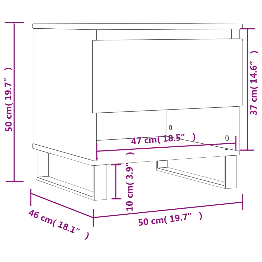 vidaXL Tables basses 2 pcs Gris Sonoma 50x46x50 cm Bois d'ingénierie