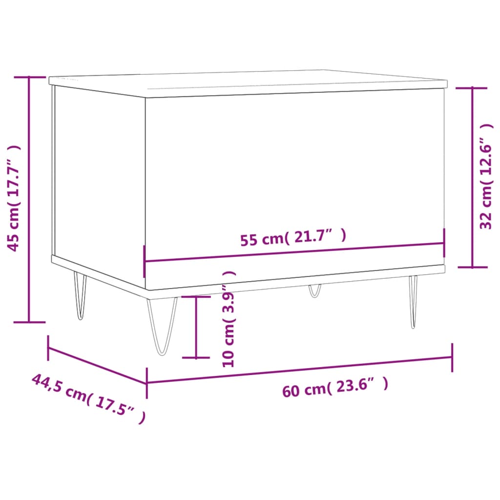 vidaXL Table basse noire 60x44,5x45 cm en bois d'ingénierie