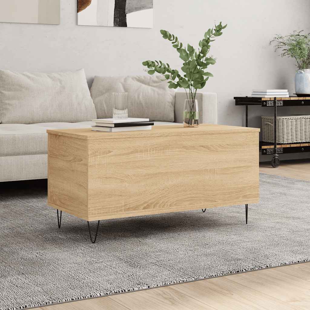 vidaXL Table basse chêne Sonoma 90x44,5x45 cm bois d'ingénierie