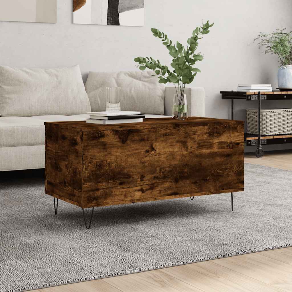vidaXL Table basse en chêne fumé 90x44,5x45 cm en bois d'ingénierie