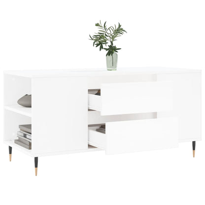 vidaXL Table basse Blanc 102x44,5x50 cm Bois d'ingénierie