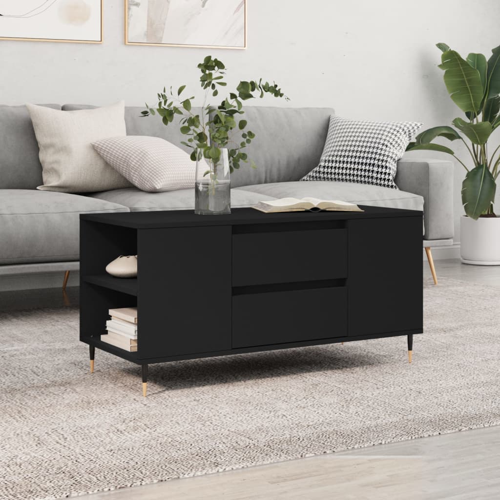 vidaXL Table basse noir 102x44,5x50 cm Aggloméré