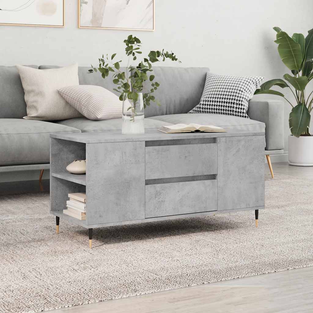 vidaXL Table basse gris béton 102x44,5x50 cm Aggloméré