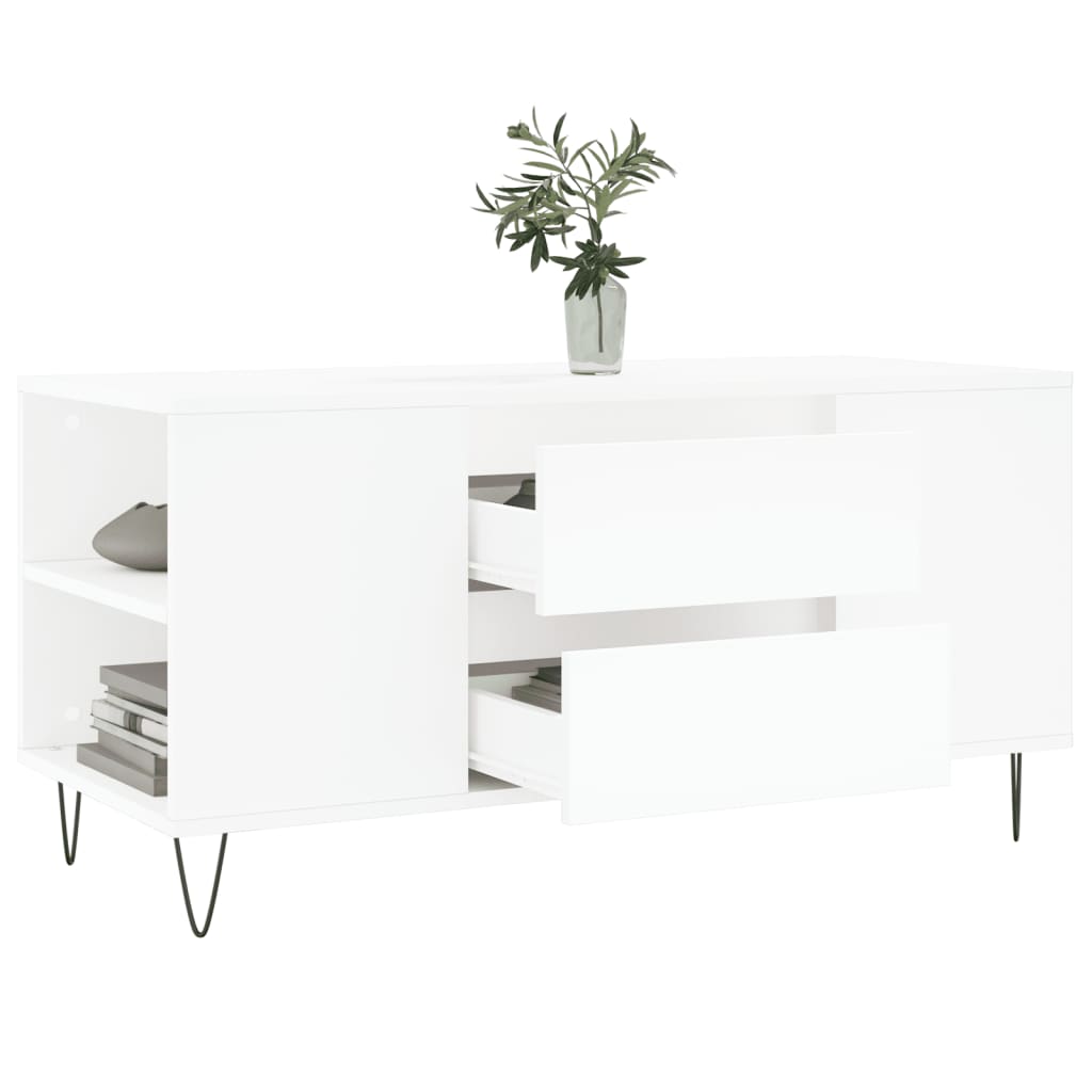 vidaXL Table basse Blanc 102x44,5x50 cm Bois d'ingénierie