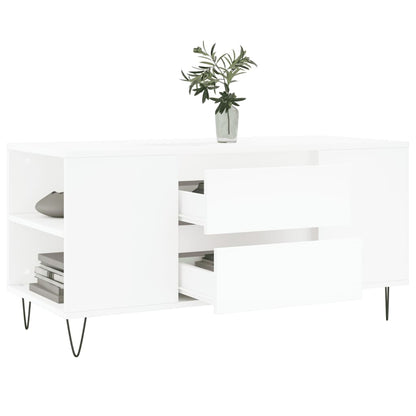vidaXL Table basse Blanc 102x44,5x50 cm Bois d'ingénierie