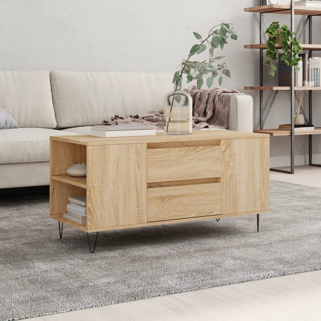 vidaXL Table basse chêne Sonoma 102x44,5x50 cm bois d'ingénierie