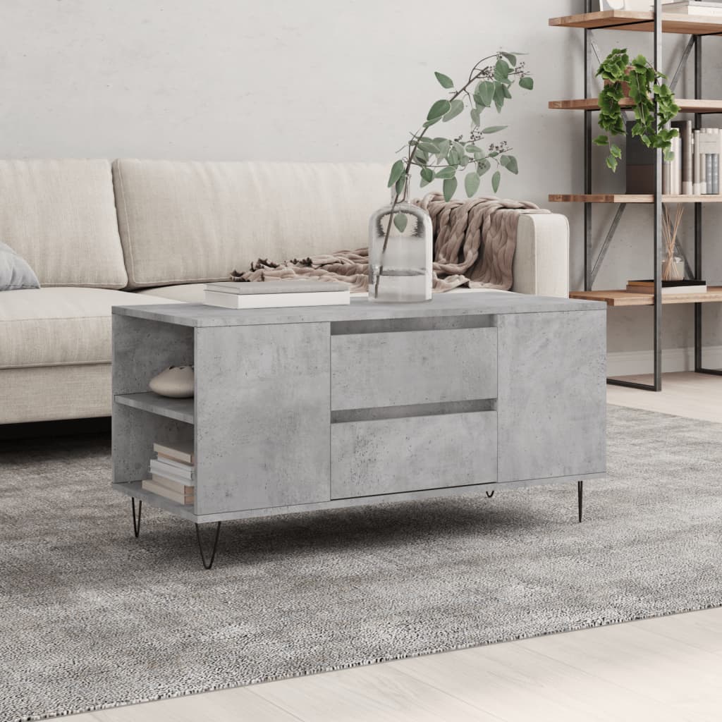 vidaXL Table basse gris béton 102x44,5x50 cm Aggloméré