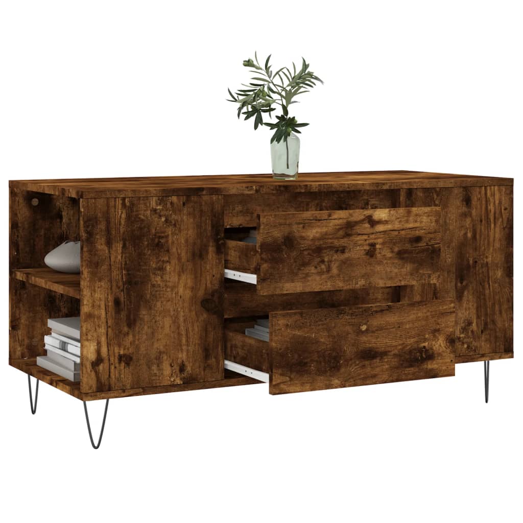 vidaXL Table basse chêne fumé 102x44,5x50 cm bois d'ingénierie