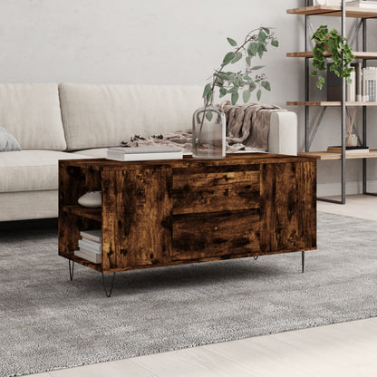 vidaXL Table basse chêne fumé 102x44,5x50 cm bois d'ingénierie